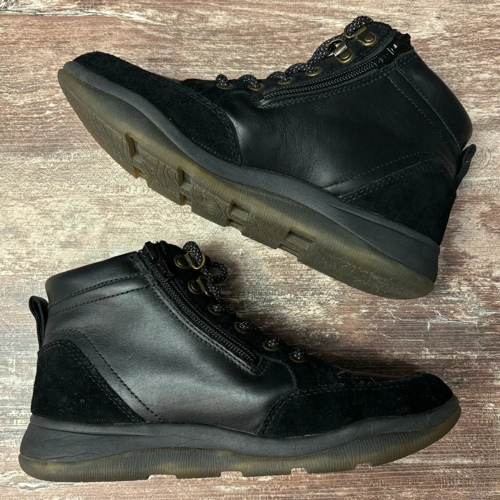 Vionic | VGUC Whitley Black Ankle Boots High Top Biker Bootie Rubber Sole, 6